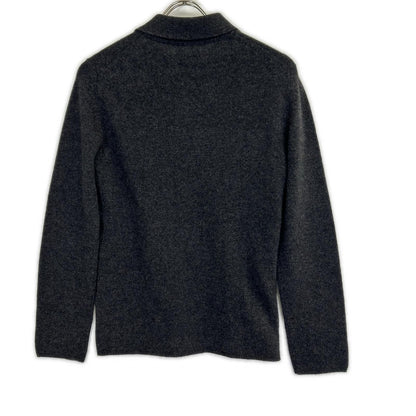 Chanel Collared Knit Top Cashmere Shell Button Gray 38 Sweater — view 2