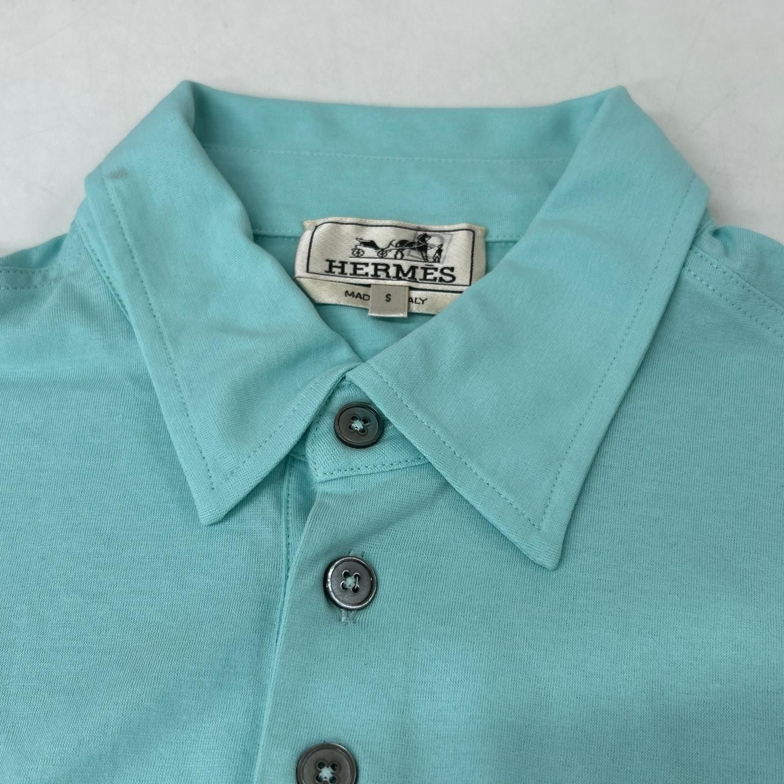 Hermes Turquoise Blue Short Sleeve Polo — view 3
