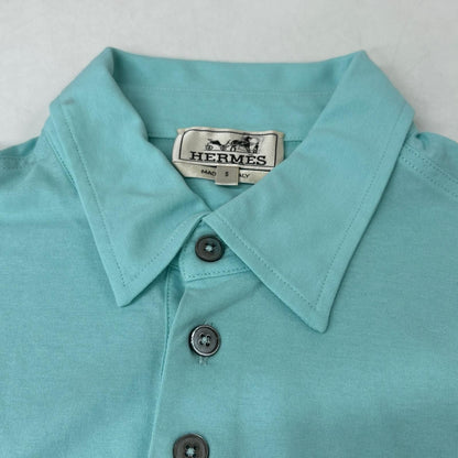 Hermes Turquoise Blue Short Sleeve Polo — view 3