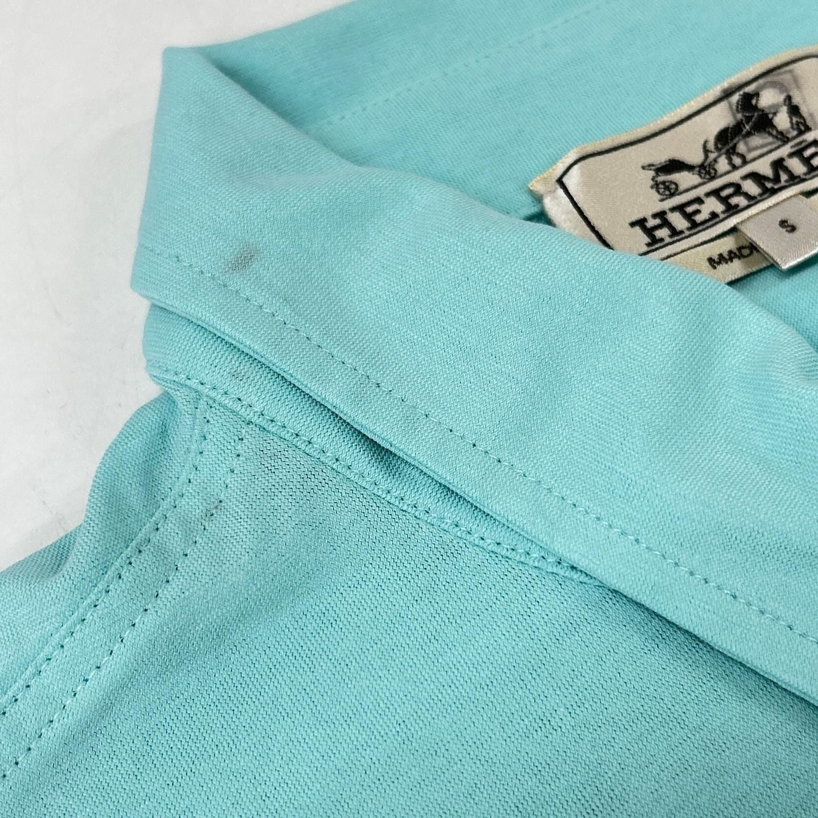 Hermes Turquoise Blue Short Sleeve Polo — view 5