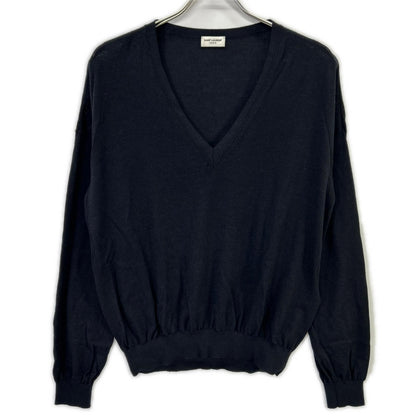 Saint Laurent Paris Black Wool Silk Knit Sweater