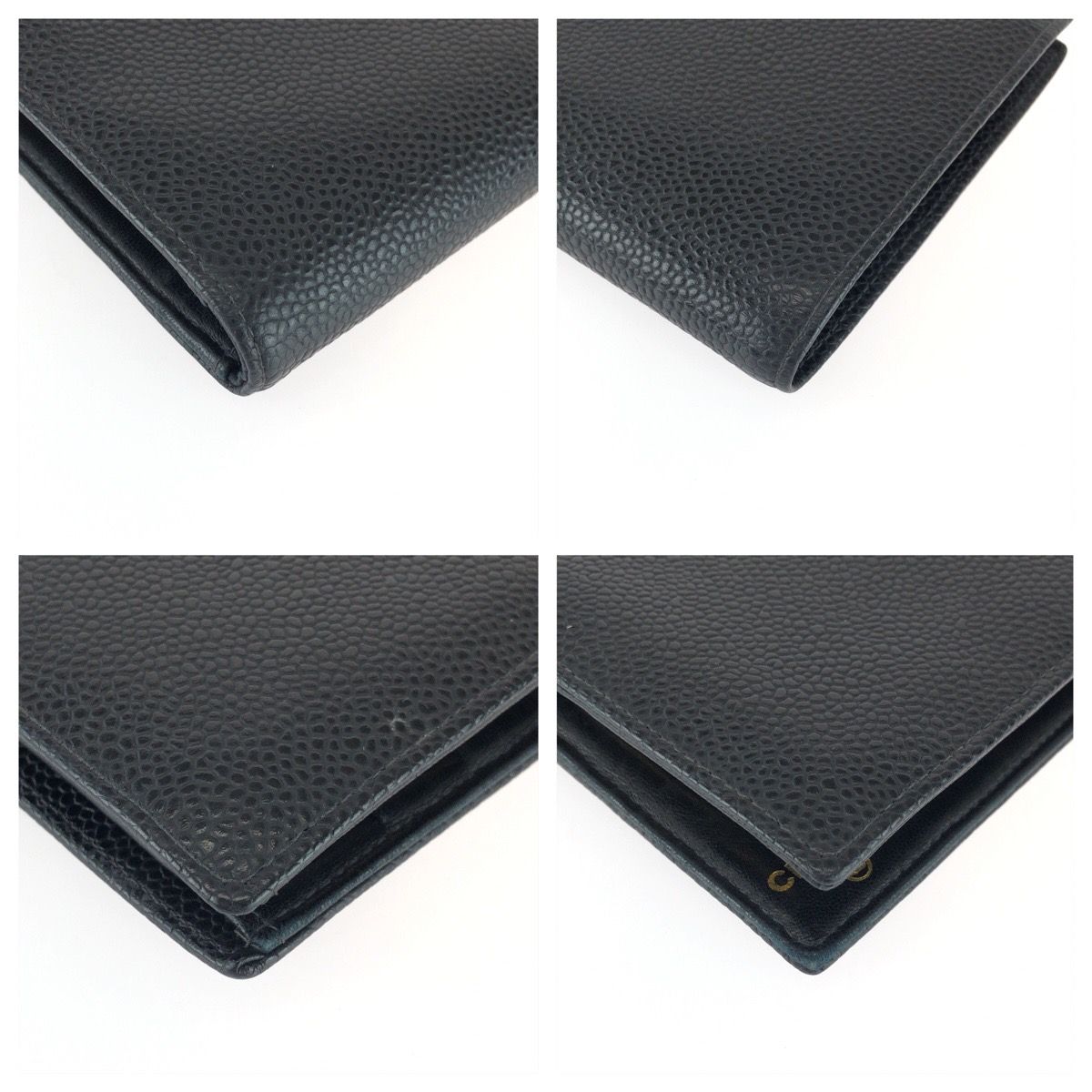 Chanel CC Logo Kiss Lock Black Gold Leather Wallet — view 4