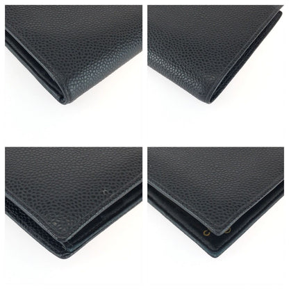 Chanel CC Logo Kiss Lock Black Gold Leather Wallet — view 4