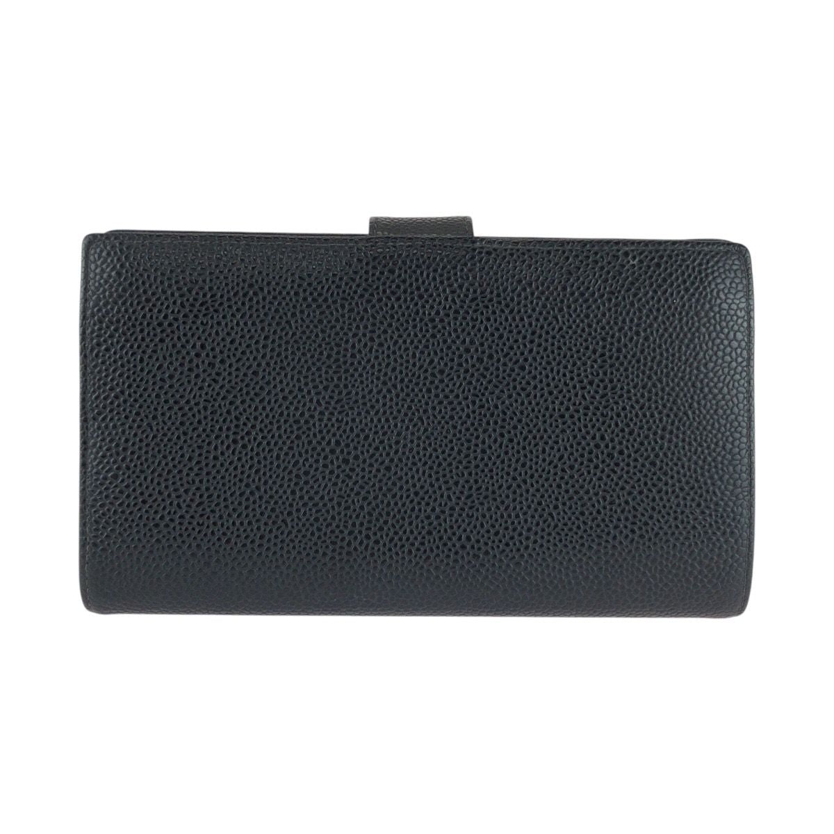 Chanel CC Logo Kiss Lock Black Gold Leather Wallet — view 2