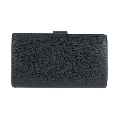 Chanel CC Logo Kiss Lock Black Gold Leather Wallet — view 2