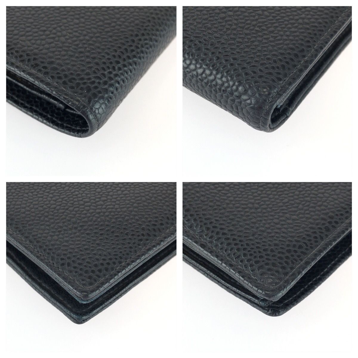 Chanel CC Logo Kiss Lock Black Gold Leather Wallet — view 3