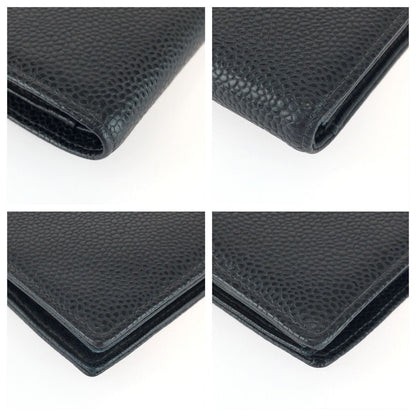 Chanel CC Logo Kiss Lock Black Gold Leather Wallet — view 3