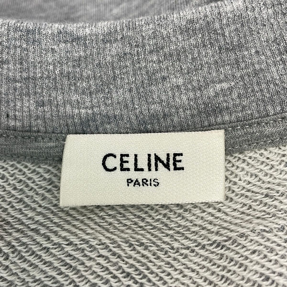 Celine Short Sleeve Top M Lace Color Loose Sweatshirt Shirt Gray Fleece Satin — view 3