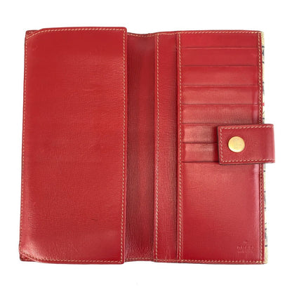 Gucci Boots Gray Red Gold GG Supreme Canvas Leather Wallet — view 6