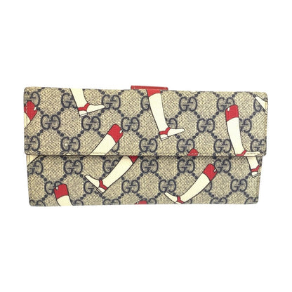 Gucci Boots Gray Red Gold GG Supreme Canvas Leather Wallet — view 2