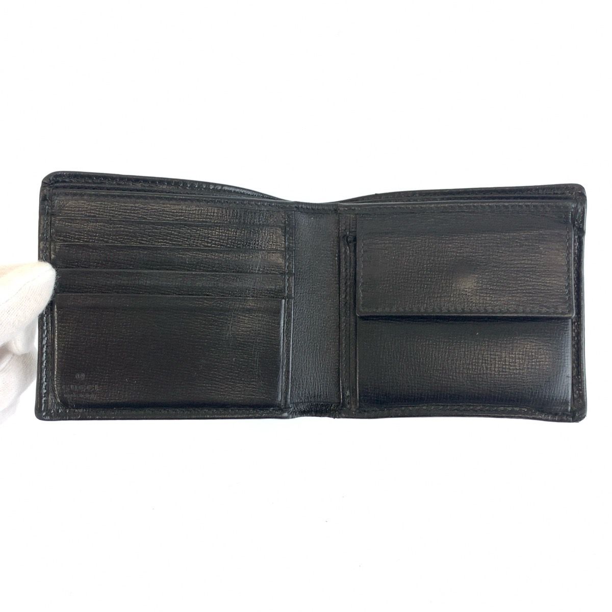 Gucci Interlocking Black GG Supreme Canvas Compact Wallet — view 4