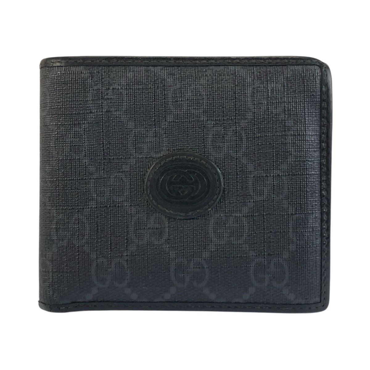 Gucci Interlocking Black GG Supreme Canvas Compact Wallet