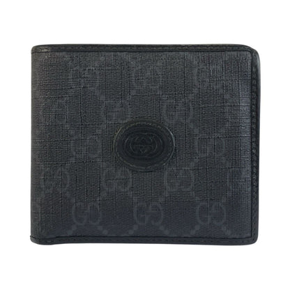 Gucci Interlocking Black GG Supreme Canvas Compact Wallet