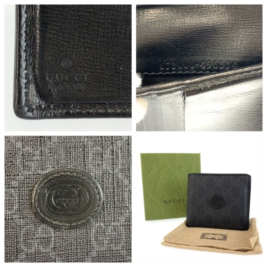 Gucci Interlocking Black GG Supreme Canvas Compact Wallet — view 3
