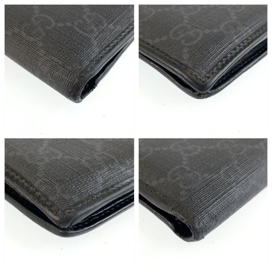 Gucci Interlocking Black GG Supreme Canvas Compact Wallet — view 7