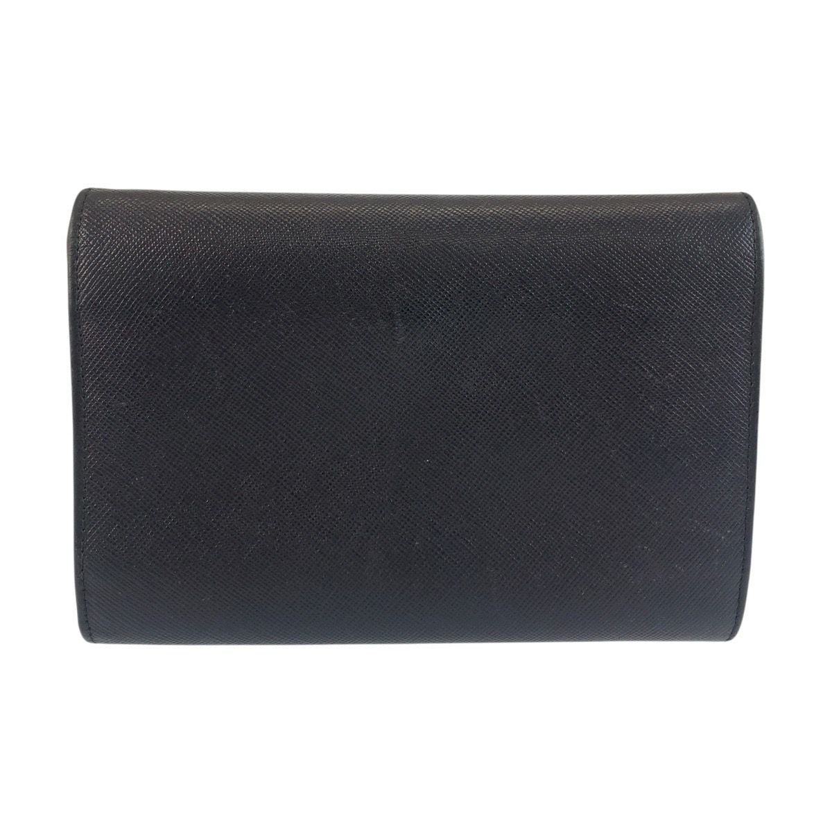 Prada Saffiano Black Silver Leather Compact Wallet — view 2