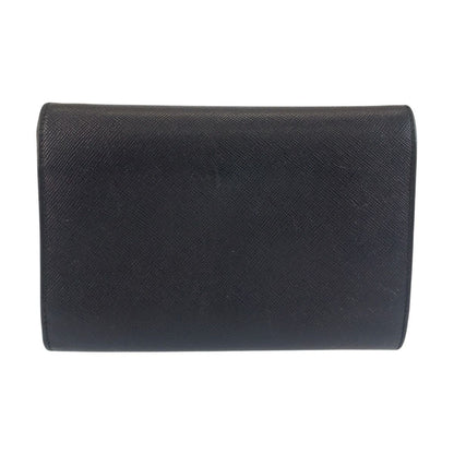 Prada Saffiano Black Silver Leather Compact Wallet — view 2