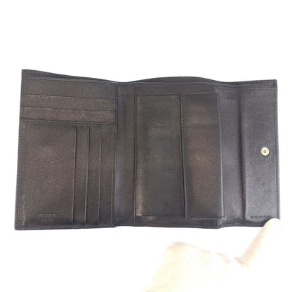 Prada Saffiano Black Silver Leather Compact Wallet — view 6