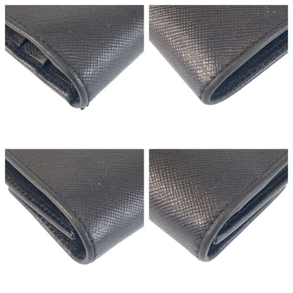 Prada Saffiano Black Silver Leather Compact Wallet — view 4