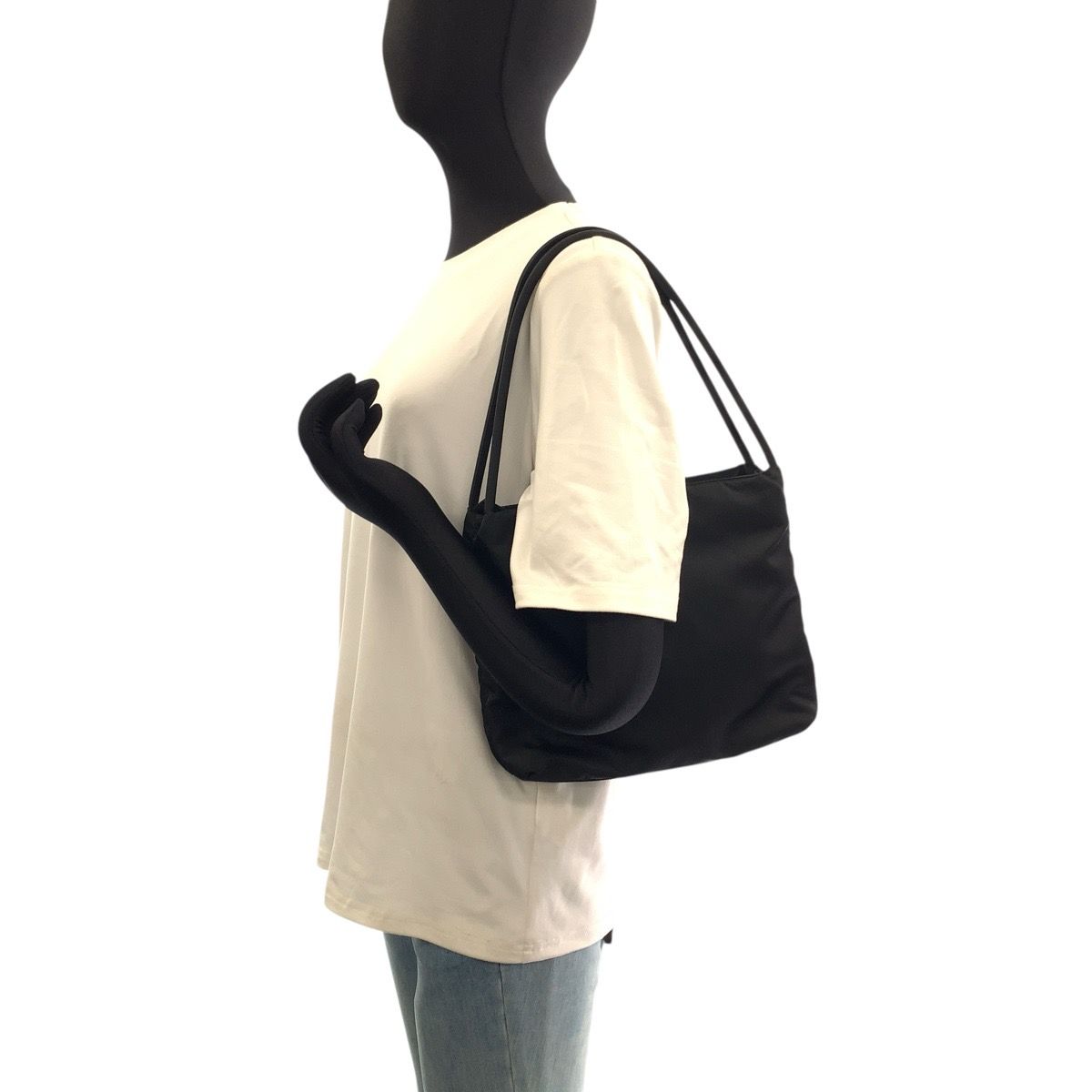 Prada Tessuto Black Silver Nylon Tote Shoulder — view 6