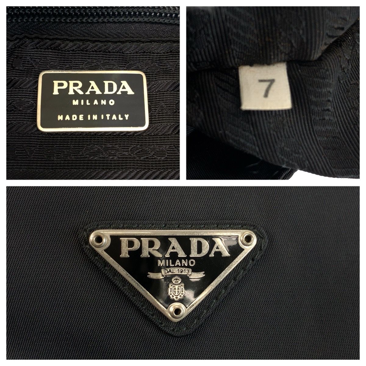 Prada Tessuto Black Silver Nylon Tote Shoulder — view 4