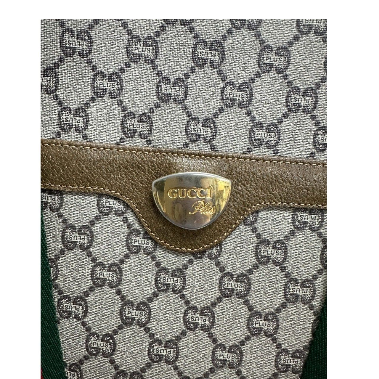 Gucci GG Plus Brown Supreme Canvas Leather Tote — view 6