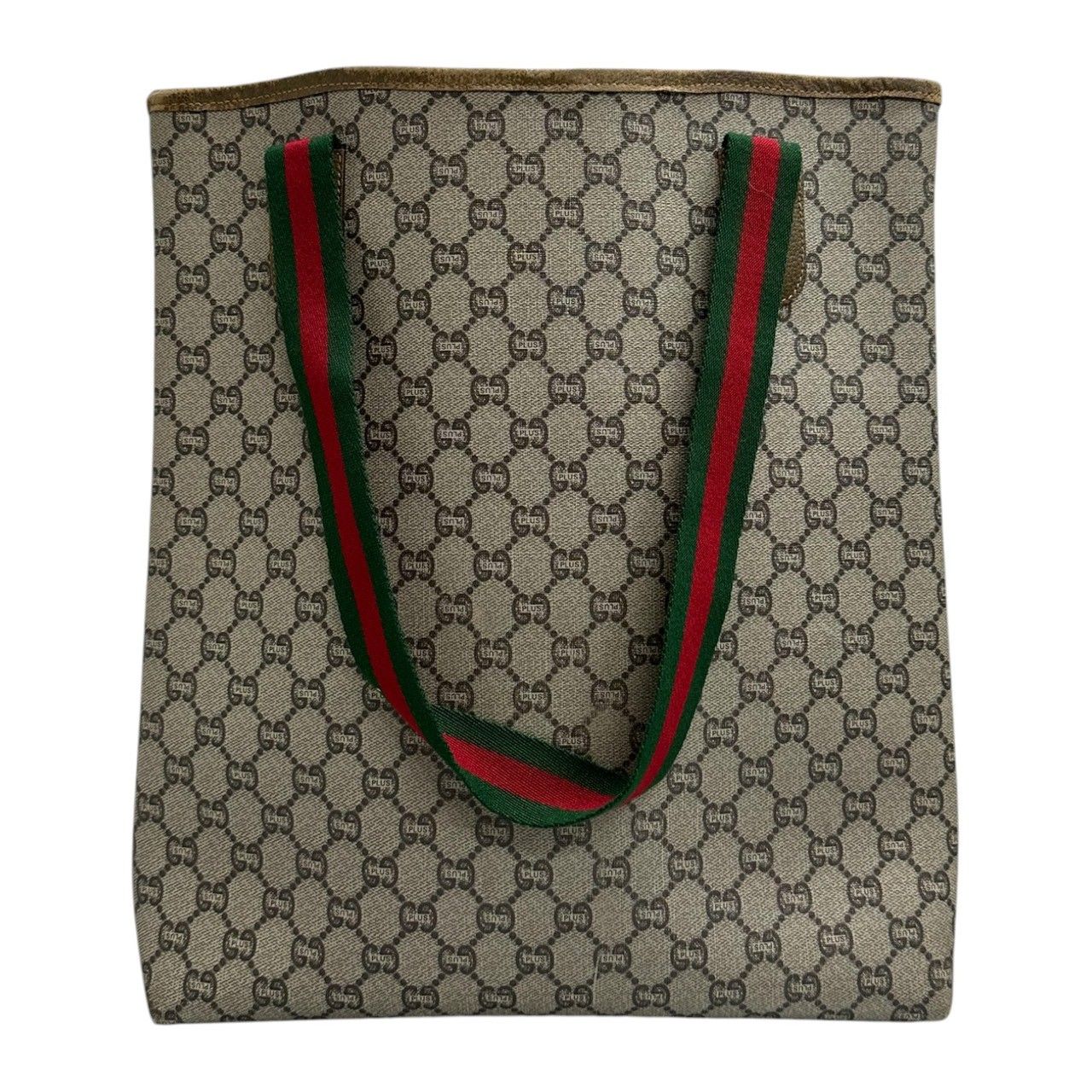 Gucci GG Plus Brown Supreme Canvas Leather Tote — view 2