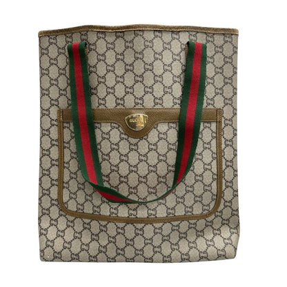 Gucci GG Plus Brown Supreme Canvas Leather Tote