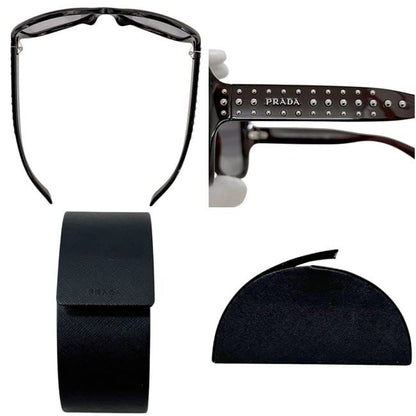 Prada Sunglasses Oval Acetate Studded Bordeaux Eyewear Side Logo — view 3