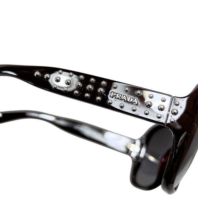 Prada Sunglasses Oval Acetate Studded Bordeaux Eyewear Side Logo — view 6