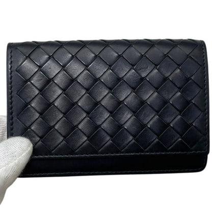 Bottega Veneta Card Case Business Holder Intrecht Leather Black — view 9