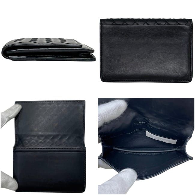 Bottega Veneta Card Case Business Holder Intrecht Leather Black — view 2