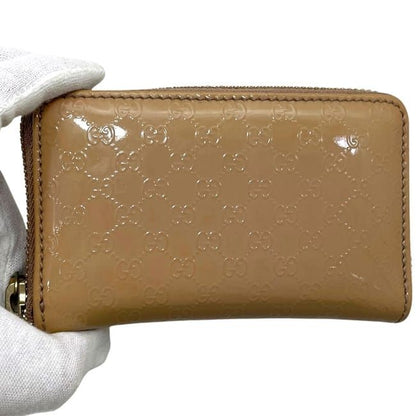 Gucci Coin Case Pouch Micro Guccissima Patent Leather Beige GG Zipper — view 8