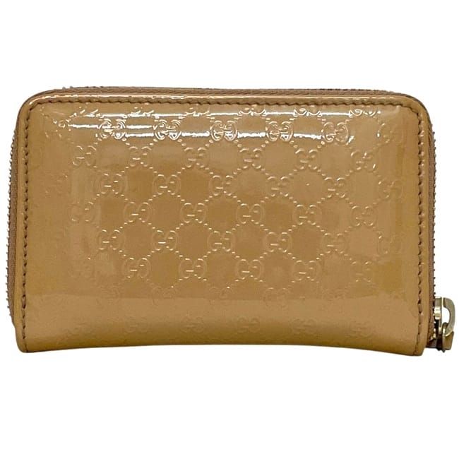 Gucci Coin Case Pouch Micro Guccissima Patent Leather Beige GG Zipper — view 2