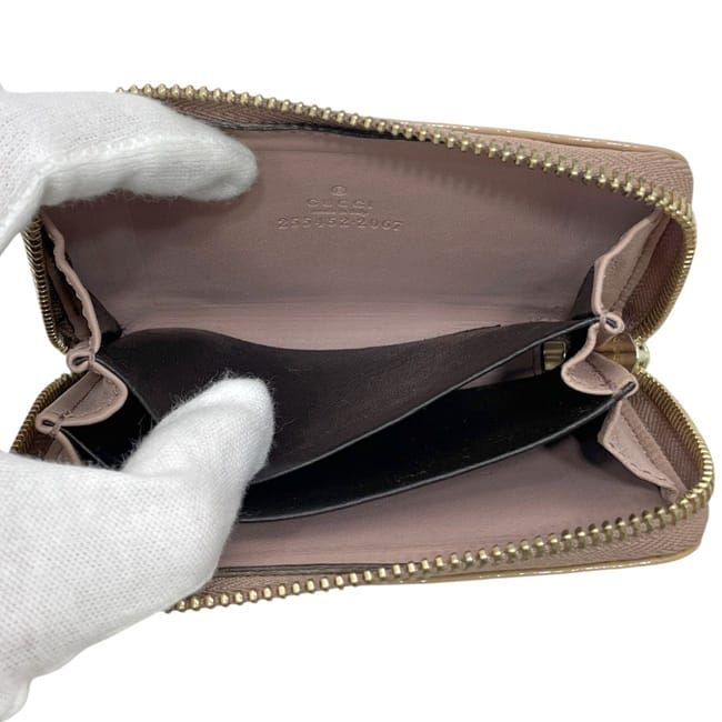 Gucci Coin Case Pouch Micro Guccissima Patent Leather Beige GG Zipper — view 4