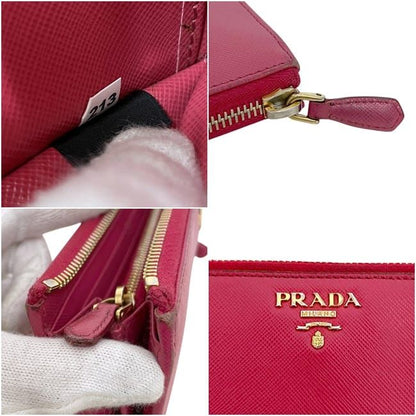 Prada L Zipper Wallet 1 Leather Peonia Pink — view 4