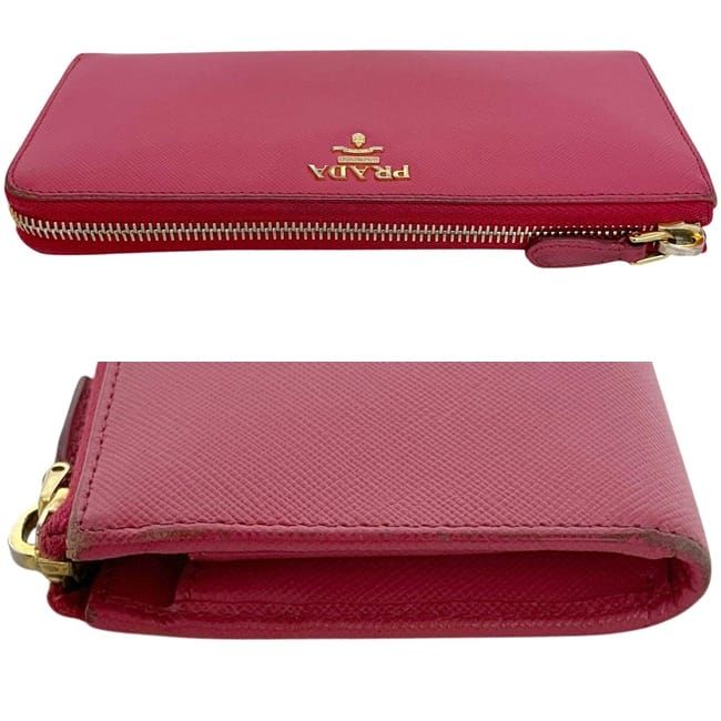 Prada L Zipper Wallet 1 Leather Peonia Pink — view 6
