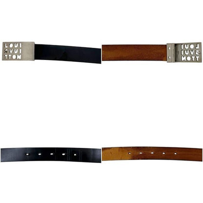 Louis Vuitton Belt Ceinture Lst Waist 95 30 Leather Metal Black Logo Buckle — view 3