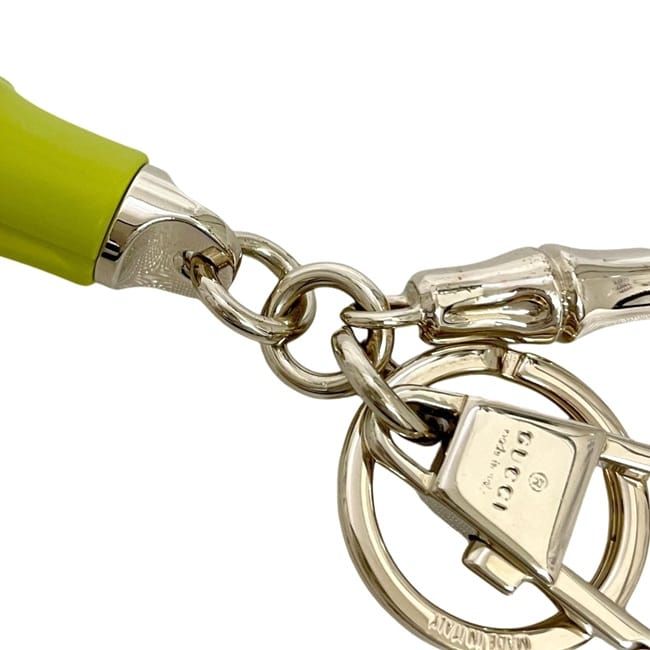 Gucci Charm Bamboo Metal Light Green Gold Yellow Keychain — view 7