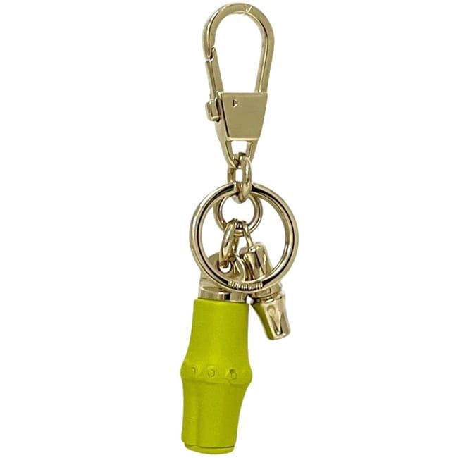 Gucci Charm Bamboo Metal Light Green Gold Yellow Keychain — view 2