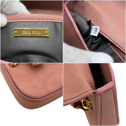 Miu Miu Miu Clutch Ribbon Handbag 194 Leather View Pink — view 3