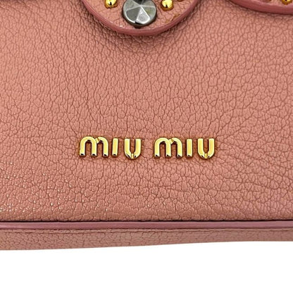 Miu Miu Miu Clutch Ribbon Handbag 194 Leather View Pink — view 7