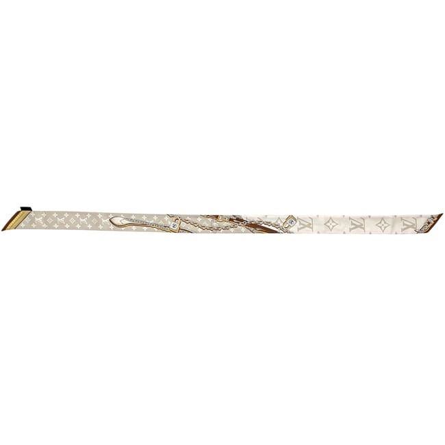 Louis Vuitton Ribbon Scarf Bandeau BB Ultimate Monogram Silk White Chain Pattern — view 3