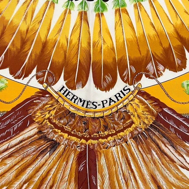 Hermes Scarf Carre 90 Brazil Silk 100% Yellow Vintage — view 3