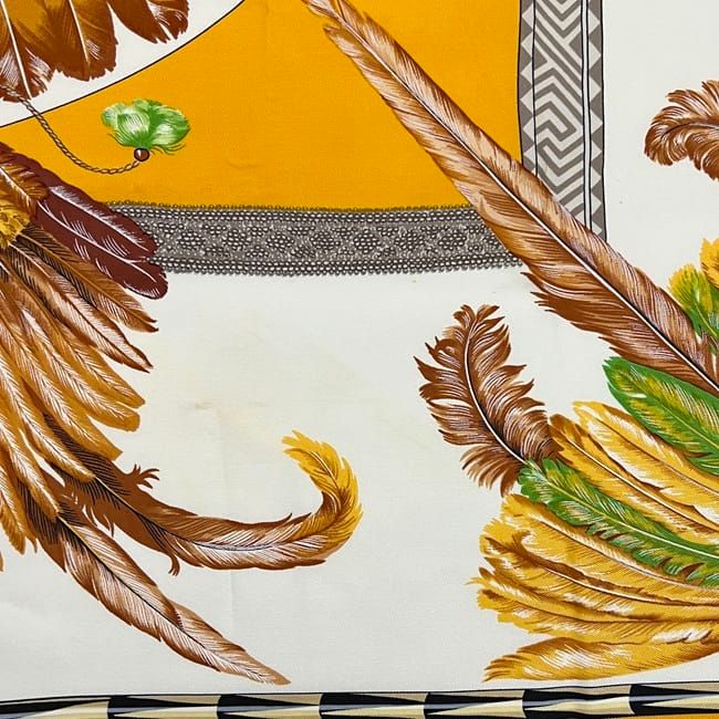 Hermes Scarf Carre 90 Brazil Silk 100% Yellow Vintage — view 4