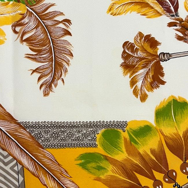 Hermes Scarf Carre 90 Brazil Silk 100% Yellow Vintage — view 8