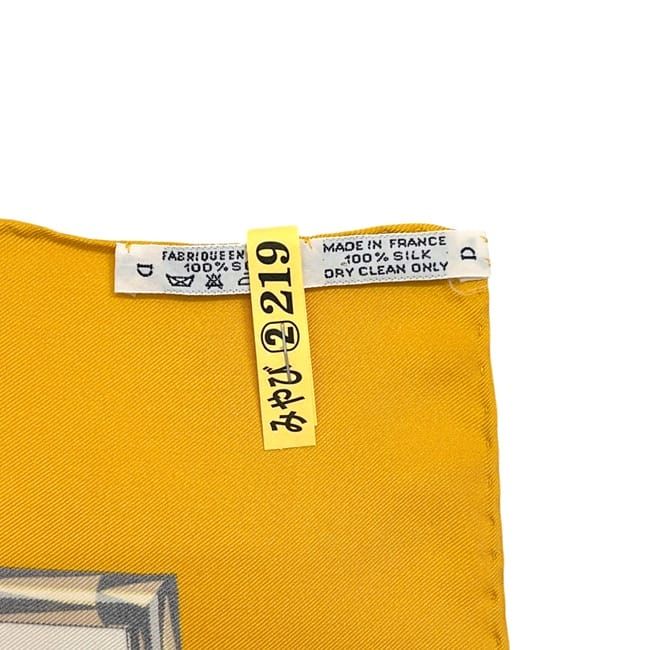 Hermes Scarf Carre 90 Brazil Silk 100% Yellow Vintage — view 9