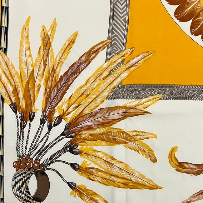 Hermes Scarf Carre 90 Brazil Silk 100% Yellow Vintage — view 5