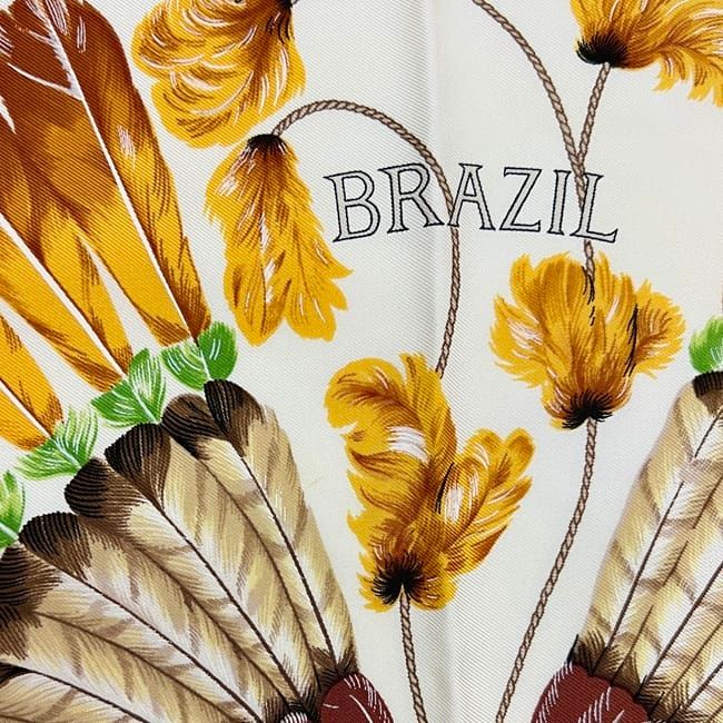 Hermes Scarf Carre 90 Brazil Silk 100% Yellow Vintage — view 7