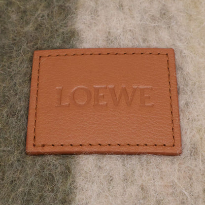 Loewe Striped Leather Logo Patch Alpaca Blend Fringe Scarf — view 4